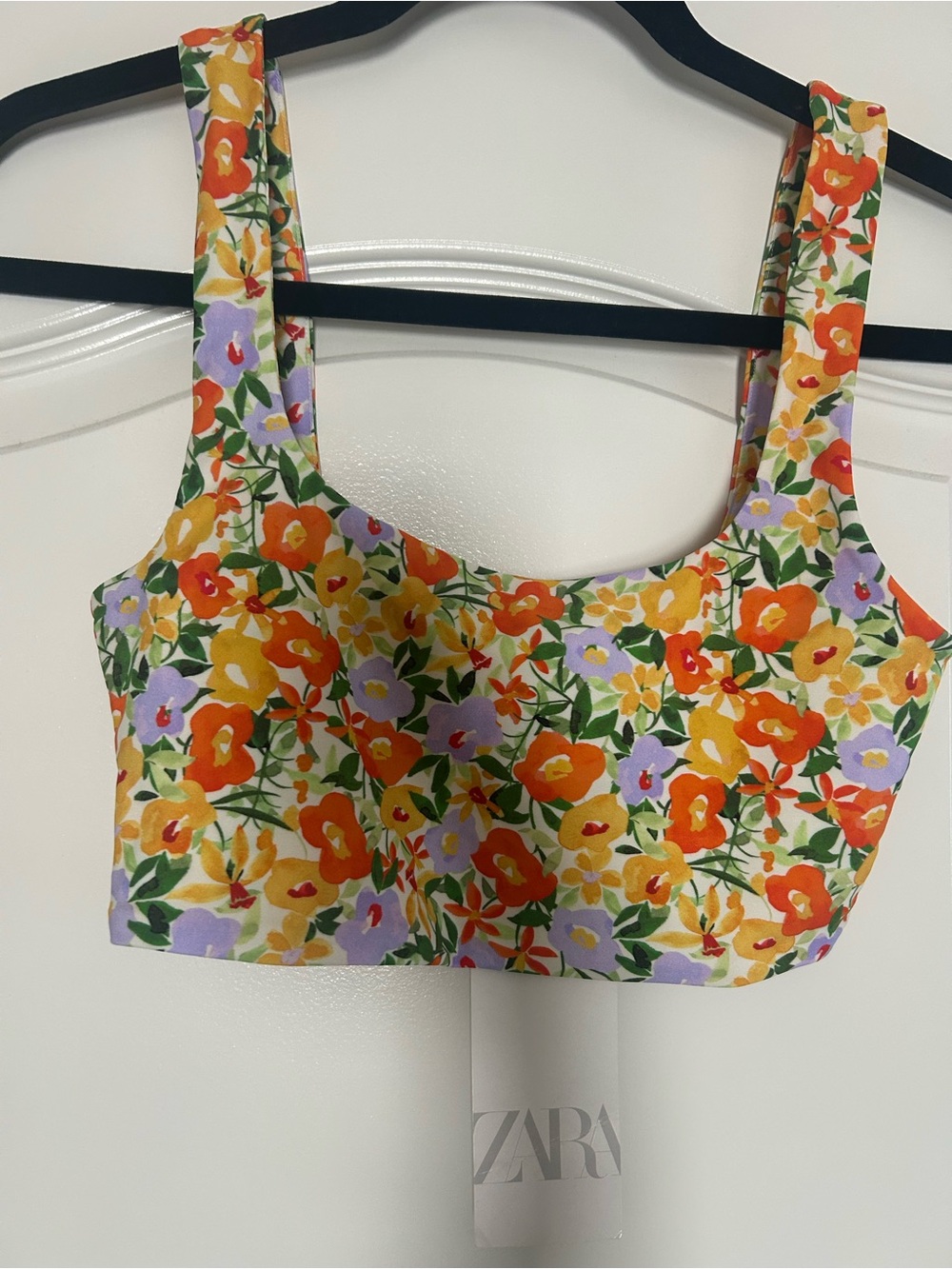 Zara Floral Cropped Camisole in Orange, Yellow & Lavender